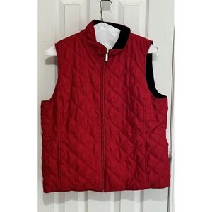Jones New York Signature Red Quilted Reversible Full Zip Classic‎ Vest Size XL